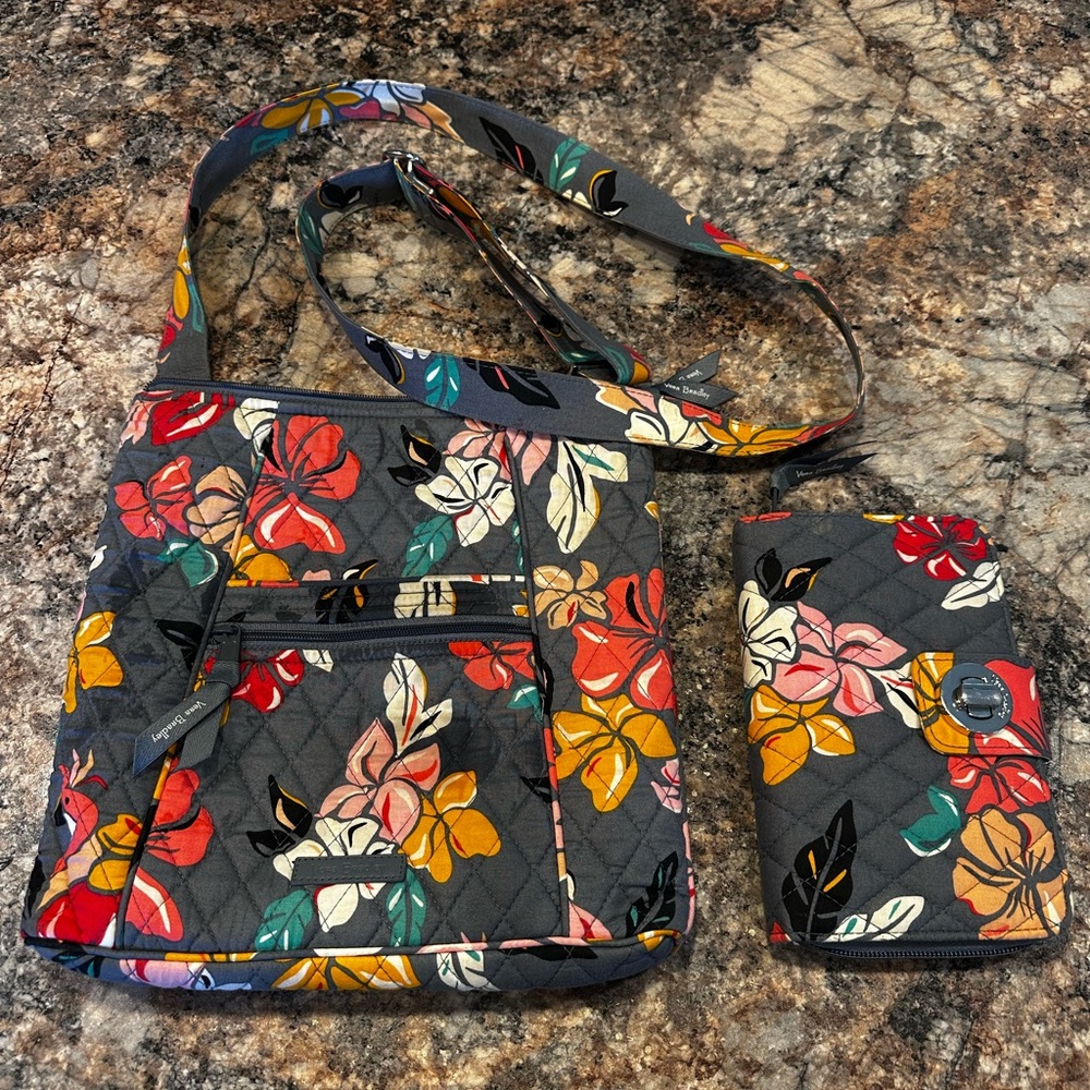 Vera Bradley Floral Quilted Women's Bag and Wallet Set